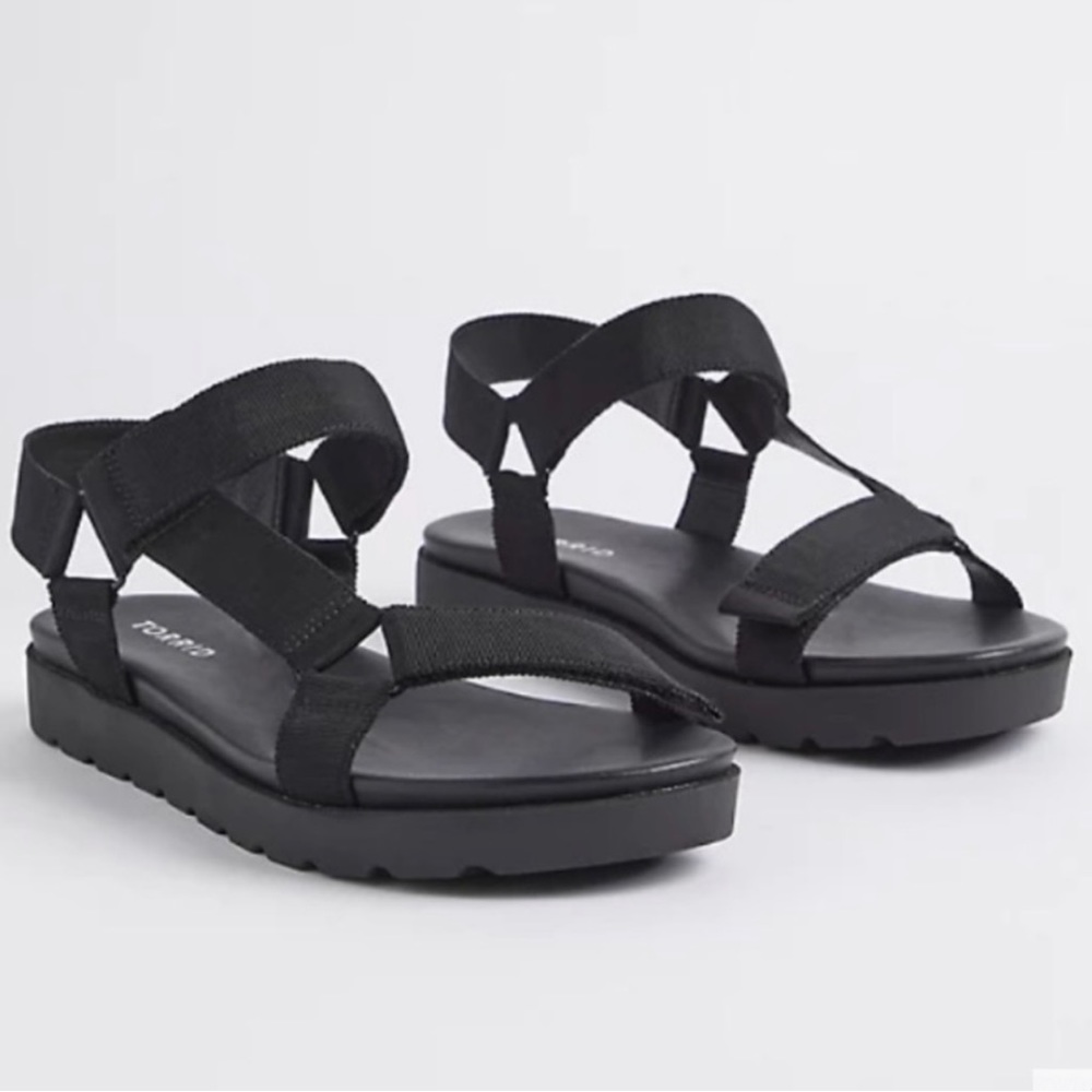 TORRID VELCRO STRAP SANDAL - BLACK